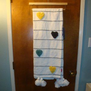 New Rachel Roy 50 x 60" Woven Throw Blanket Valentine Multi-Color Raised Hearts